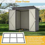 6x4 FT Outdoor Storage Shed, Metal Garden Shed with Frame Floor, Outside Tool Shed with Lockable Hinged Doors, Waterproof Storage Building with Sloped Roof for Backyard, Patio, Lawn, Black