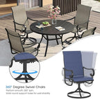 VICLLAX Swivel Patio Chairs Set of 2, 360-degree All-Weather Outdoor Swivel Chairs for Lawn Garden, Patio Dining Chairs, Black Metal Frame and Blue Textilene Mesh Fabric