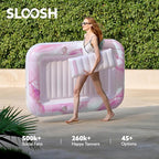 SLOOSH Inflatable Tanning Pool Lounger Float, 70" x 46" Pool Floats Adult with Pillow, 4 in 1 Suntan Tub Raft Floatie,Sunbathing Bed Lounge for Water Blow Up Ball Pit Party Gifts