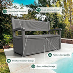 LHBcraft 70 Gallon Deck Bench with Storage,Outdoor Storage Box Bench Waterproof&Lockable, Resin Patio Furniture with Armrest for Patio, Porch, Garden,Grey