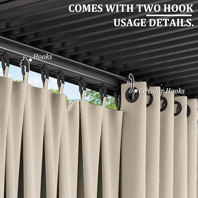 Gazebo Universal Replacement Privacy Curtain,10'×12' Gazebo Outdoor Waterproof Curtains, 4-Panels Sidewall Curtains with Double Zipper for Patio Canopy, Garden and Backyard (Curtain Only)