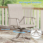 DIFY 7 Pieces Outdoor Patio Dining Set, 6 Sandshell Textilene Swivel Dining Chairs and 47.2" Sandshell Round Dining Table, Metal Outdoor Table and Chairs