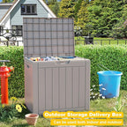 30 Gallon Resin Deck Box, Lockable Outdoor Storage Box for Patio Cushions Storage Furniture,Garden Tools, Pool Supplies, Weatherproof and UV Resistant- Grey