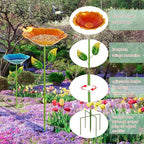 2 Pack Bird Bath for Outside, 31.3" H Metal Birdbaths, 10.63" Dia Garden Flower Bird Water Bowl, Freestanding Hummingbird Bath for Outdoors Garden Patio Yard Decor (Blue,Yellow)