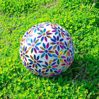 VCUTEKA Gazing Ball, Glass Mosaic Gazing Balls Sphere for Garden Lawn Outdoor Ornament Yard Decorative, 10-Inch, Multicolor