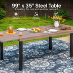 PHI VILLA 9 Piece Outdoor Dining Set for 8, Expandable Wood-Like Metal Dining Table & Wicker Chairs with Cushions, Large Dining Furniture for Patio, Deck, Backyard, Porch