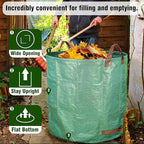 Gardzen 2-Pack 132 Gallon Yard Waste Bags, Reusable Heavy Duty Collapsible Garden Leaf Bags with Plastic Ring, Stand-Up Yard Waste Bin for Leaves, Lawn Debris & Grass Clippings