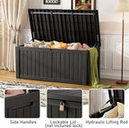 Outdoor Storage Box, Resin Deck Boxes Indoor and outdoor, Waterproof Storage Box Lockable Lid (Black, 120 Gallon)