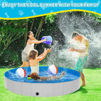 Extra Large Foldable Dog Pool,71"x 12" Portable Anti-Slip Kiddie Pool Hard Plastic, Swimming Pool for Dogs Cats and Kids Pet Puppy Bathing Tub
