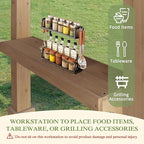 8 x 5 FT Wooden Grill Gazebo with Sloping Metal roof, 2 Full Size Grills, BBQ Canopy for Outdoor Patio, Lawn, Garden, Light Mocha Brown