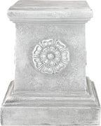 Design Toscano English Rosette Indoor/Outdoor Sculptural Garden Plinth Base Statue Riser, Large 13 Inch Tall, Cast Stone Resin, Antique Stone Finish