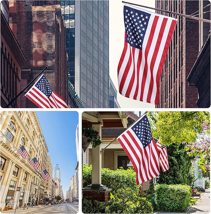 American Flags for Outside 12x18, USA US Flag Heavy Duty Outdoor, Made of 210D Oxford Fabric, Embroidered Stars, Brass Grommets