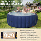 2-4 Person Inflatable Hot Tub - 73"x28" Round Portable Outdoor Spa with 146 Bubbling Jets & Smart Control,2 Contoured Headrest,Cup Holder and Cover, Blue