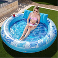 SLOOSH Inflatable Tanning Pool Lounger Float,72" x 65" Pool Floats Adult with Pillow,Luxury Fabric Large Suntan Tub Raft Floatie,Sunbathing Bed Lounge for Water Blow Up Kids Ball Pit Party Gifts,Blue