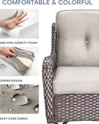 Pop 22x25/22x24 Outdoor Seat Cushions Set of 2 - Comfortable High Back Water-Resistant Patio Wicker Chairs Cushion for Dining Rocker Glider Loveseat Couch Sectional Sofa - Beige/Button