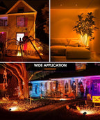 L LOHAS LED Halloween Spotlight Outdoor, Orange Spot Lights for Yard, Auto On/Off 5W 120V Landscape Lighting for House, Holiday, Trees, Decoration, 450LM IP66 Waterproof, UL Listed, 2 Pack
