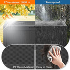 LHBcraft 100 Gallon Outdoor Storage Box Waterproof, Lockable Patio Storage Boxes Outdoor Waterproof for Furniture, Resin Deck Box Doubles as 2-Person Bench Seat, Gardening Tools, Black