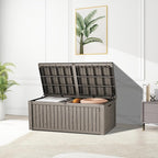 180GAL Brown Versatile Outdoor Deck Box - Waterproof, SGS - Tested UV Protection, Suitable for Various Storage Needs from Pool Accessories to Gardening Supplies