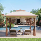 11x11 Pop Up Instant Gazebo Tent for Backyard, Pop Up Gazebo With Mosquito Netting, Outdoor Canopy Gazebos Waterproof With Portable Carrying Bag