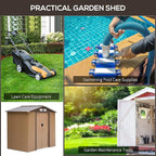 Outsunny 7' x 4' Outdoor Storage Shed, Garden Tool Metal Shed with Foundation Kit, Double Lockable Door, Air Vents and Sloping Roof, for Backyard, Patio, Lawn, Yellow