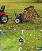 42" Lawn Sweeper Tow Behind, Heavy Duty Yard Sweeper Pull Behind with 21 Cu.Ft Large Hopper & Adjustable Sweeping Height, Universal Leaf Grass Collector for Tractor ATV UTV, Black