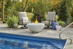 Outdoor GreatRoom Co Propane Fire Pit Table - Cove Gas Fire Pits for Outside Patio - 42 Inch Round Edge Bowl Concrete Firepit Fire Table, Glass Tabletop Cover, Tempered Clear Glass Gems, 105,000 BTU