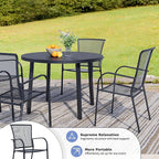Outdoor Metal Patio Chairs Set of 4, Stackable Iron Mesh Dining Chairs with Armrests, All-Weather Bistro Chairs for Garden, Backyard, Porch, or Balcony