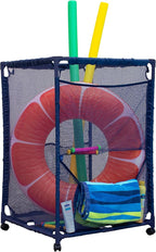 Essentially Yours Rolling Pool Storage Organizer Bin, Medium, (25.4" W x 25.4" L x 40" H), Blue Style 417227
