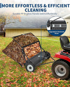 42 in Lawn Sweeper Tow Behind, Pull Behind Yard Sweeper, 21 cu. ft Large Hopper Leaf & Grass Collector, Heavy Duty Garden Sweeper with Adjustable Sweeping Height for Yard, Lawn, Farm