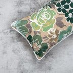 Magpie Fabrics Set of 2 Lumbar Throw Pillow with Insert 12x20 Inch, Outdoor Rectangular Waterproof Home Decorative Toss Cushion for Patio Garden Car Office - Green Floral