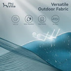 PHI VILLA 13ft Patio Umbrella with Solar-Powered 120 PCS LED Color-Changing Lights, Triple-Head Large Rectangle Umbrella Outdoor Patio for Table with Crank Lift,Cyan(No Base)
