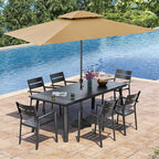 Aluminum Outdoor Dining Table for 6-8, 83" Rectangle Patio Table with 1.69" Umbrella Hole, All-Weather Deck & Backyard Furniture