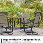 Patio Swivel Chairs Set of 4, Outdoor Swivel Chairs with Armrest, High Back Patio Chair with Metal Frame, All-Weather Outdoor Dining Chair for Deck, Porch and Lawn, Mocha