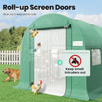 KING BIRD Premium 15x6.6x6.6FT Greenhouse for Outdoors, Large Walk-in Upgraded Galvanized Metal Frame, Mesh Door Screen Window Improved Zipper Tunnel Hoop for Garden Plant Winter, 2 Stiffeners, Green