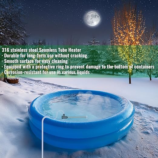 2000W Immersion Water Heater for Hot Tub & Above Ground Pool – Portable Fully Submersible Electric Heater with Auto Shut Off & Wifi Timer for Bathtub, Inflatable Pool and Baptismal pool
