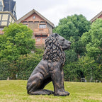 Lion Statue Majestic Sitting Lion Sculpture Guardian Lion for Outdoor Garden Patio Yard and Lawn Decor in Antique Bronze 23'' High