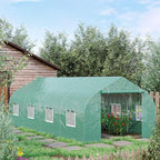 Outsunny 20' x 10' x 7' Outdoor Walk-in Greenhouse, Tunnel Green House with Roll-up Windows, Zippered Door, PE Cover, Heavy Duty Steel Frame, Green