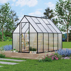 6'x9' Aluminum-Framed Polycarbonate Greenhouse, Heavy Duty Polycarbonate Greenhouse with Quick Setup Structure and Roof Vent, Large Enhanced Aluminum GreenhouseKit for Outdoors