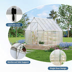 6X9 ft Polycarbonate Greenhouse with Aluminum Frame, Polycarbonate Greenhouse for Outdoors, Greenhouses with Ventilation, Aluminum Large Walk-in Greenhouses for Outside