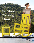 SERWALL Outdoor Rocking Chair Set of 2, Patio Rocking Chairs Set, HDPE Rocking Chair Outdoor for Adults, Heavy Duty Front Porch Rocker, Yellow