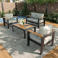 LayinSun 4 Piece Aluminum Outdoor Furniture Set with Coffee Table, Outside Patio Deep Seating Conversation Set with Upgraded Washable Thick Cushion