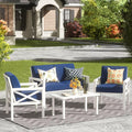 NATURAL EXPRESSIONS Outdoor Patio Furniture 4 Pieces Set, Modern Patio Conversation Sets, Outdoor Sectional Metal Sofa with 5.5 Inch Cushion and Coffee Table for Balcony, Garden