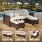 HERA'S HOUSE Patio Furniture Set, Outdoor Wicker Furniture with Fire Pit, 8 Pieces Deep Seating Outdoor Conversation Sofa Sets with Thick Cushions for Deck Backyard Lawn, Beige