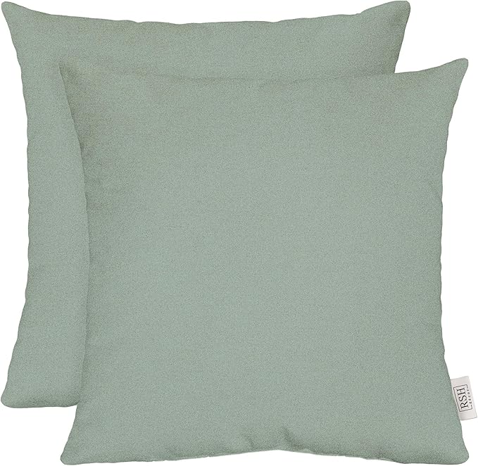 RSH DECOR: Sunbrella Square Throw Pillows Set of 2 | 24" x 24" | Water and Fade-Resistant Performance Fabric | Outdoor Pillow Covers with Down-Alternative Inserts | Made in USA (Cast Mist Green)