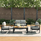 LayinSun 4 Piece Aluminum Outdoor Furniture Set with Coffee Table, Outside Patio Deep Seating Conversation Set with Upgraded Washable Thick Cushion