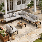 Sophia & William 7 Piece Outdoor Patio Furniture Set, Metal Sectional Sofa Patio Conversation Set with Cushions-2 x Single Sofa with Side Table, 2 x Single Chair, 2 x Loveseat, 1 x Tea Table