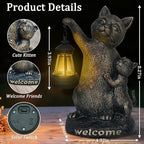 Cat Garden Decor Outdoor Statue - Cute Cats Figurine Ornaments with Solar Lights,Garden Waterproof Sculptures for Yard Lawn Backyard Patio Balcony Home Decorations,Unique Gift for Mom & Cat Lovers