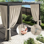 Gazebo Universal Replacement Privacy Curtain,12'×12' Gazebo Outdoor Waterproof Curtains, 4-Panels Sidewall Curtains with Double Zipper for Patio Canopy, Garden and Backyard (Curtain Only)
