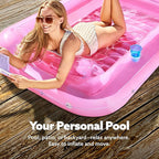 SLOOSH Inflatable Tanning Pool Lounger Float, 70" x 46" Pool Floats Adult with Pillow, 4 in 1 Suntan Tub Raft Floatie,Sunbathing Bed Lounge for Water Blow Up Kids Ball Pit Party Gifts, L-Pink