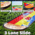 JAMBO Premium 16Ft Slip Splash and Slide and 3 Bodyboards, Heavy Duty Water Slide - 3-Way Sprinkler System, Splash Mat Pad, Backyard Outdoor Water Toys n Slides for Kids